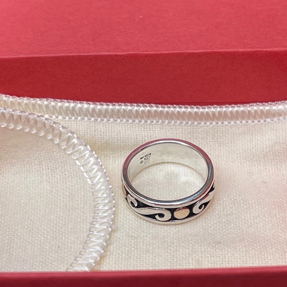 James Avery Retired 14k yellow gold dot sterling silver swirl ring - Picture 4 of 5
